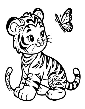 Tiger Cub - Free printable coloring page