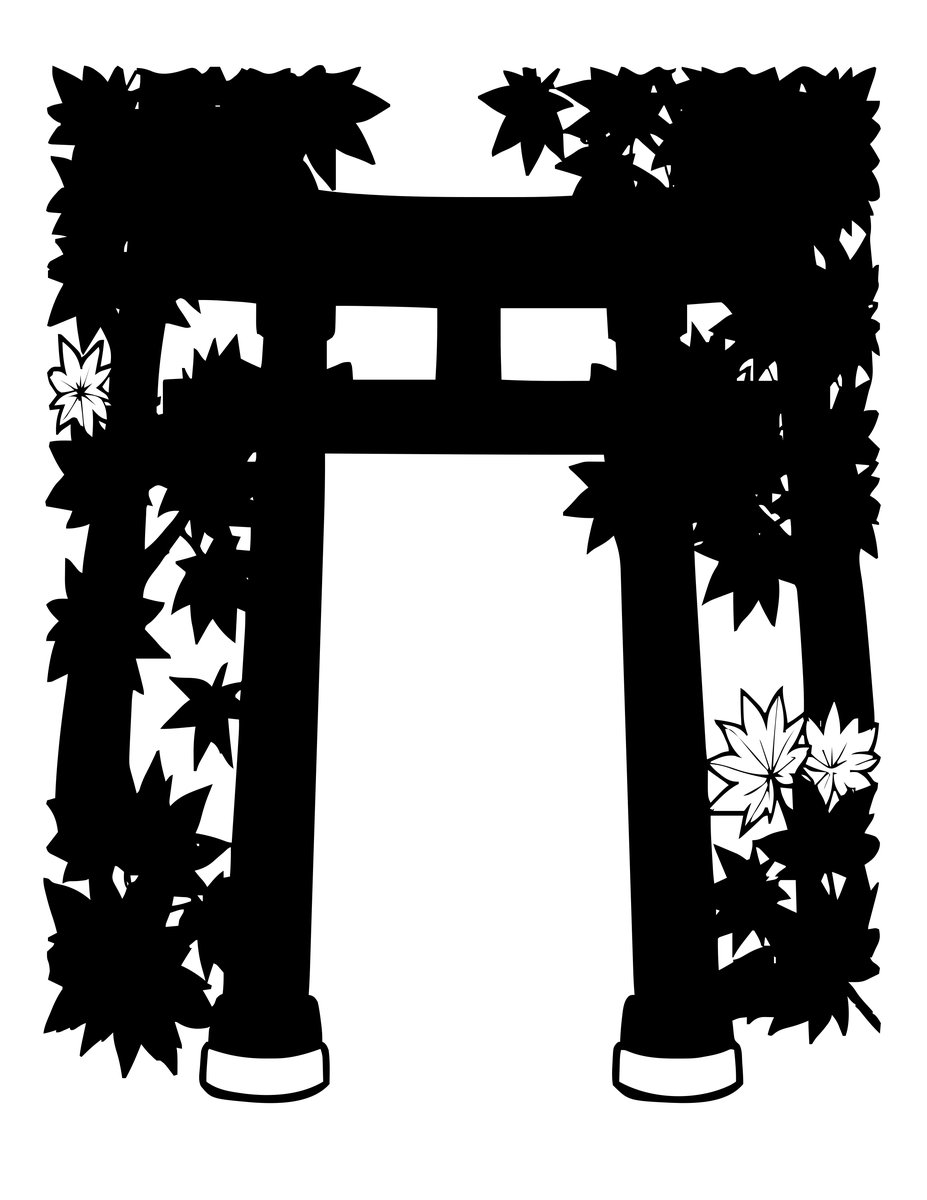 Torii in Autumn - free printable coloring page