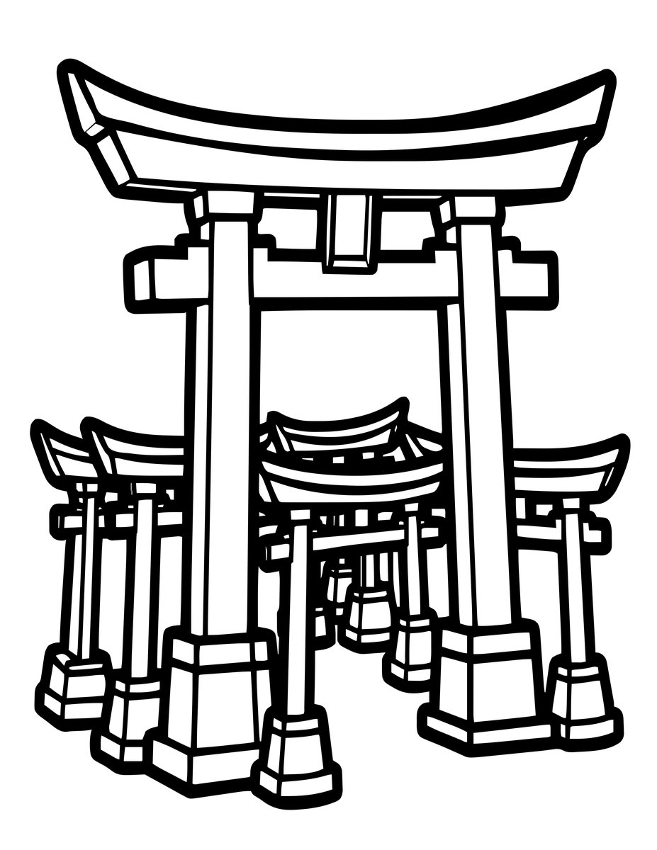 Mini Torii Offerings - free printable coloring page