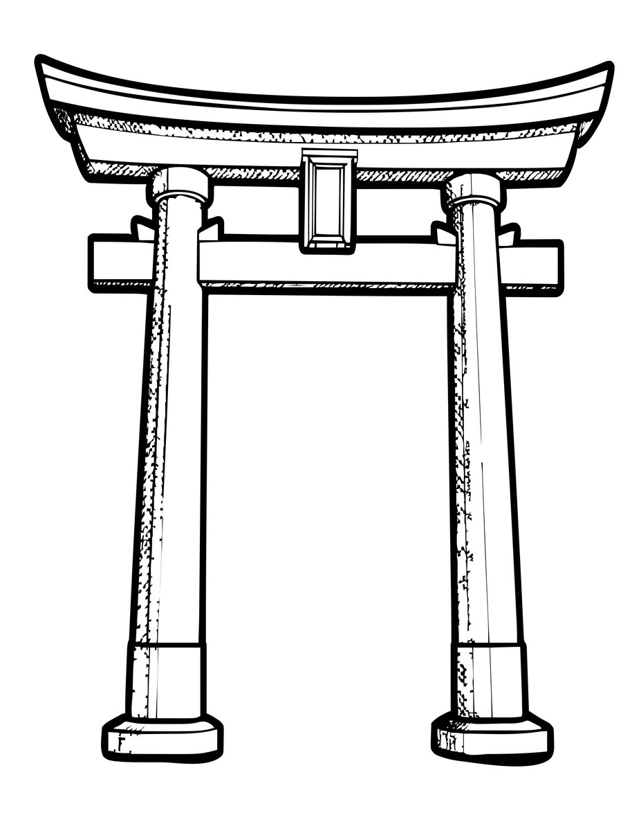 Concrete Torii - free printable coloring page