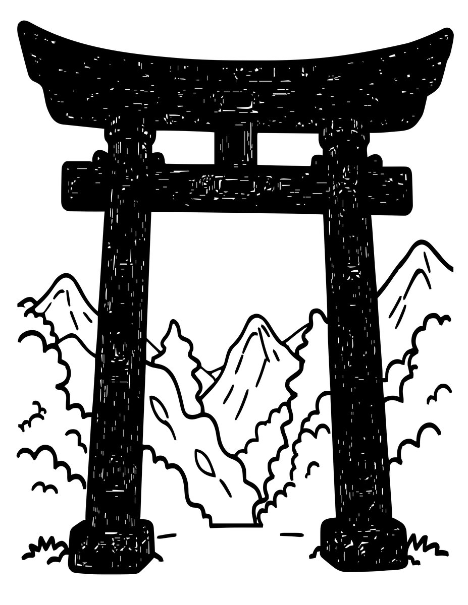 Stone Torii - free printable coloring page