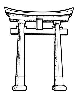 Concrete Torii - Free printable coloring page