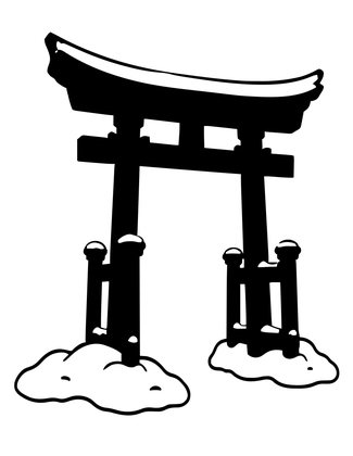 Torii in Snow - Free printable coloring page