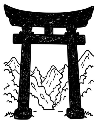 Stone Torii - Free printable coloring page