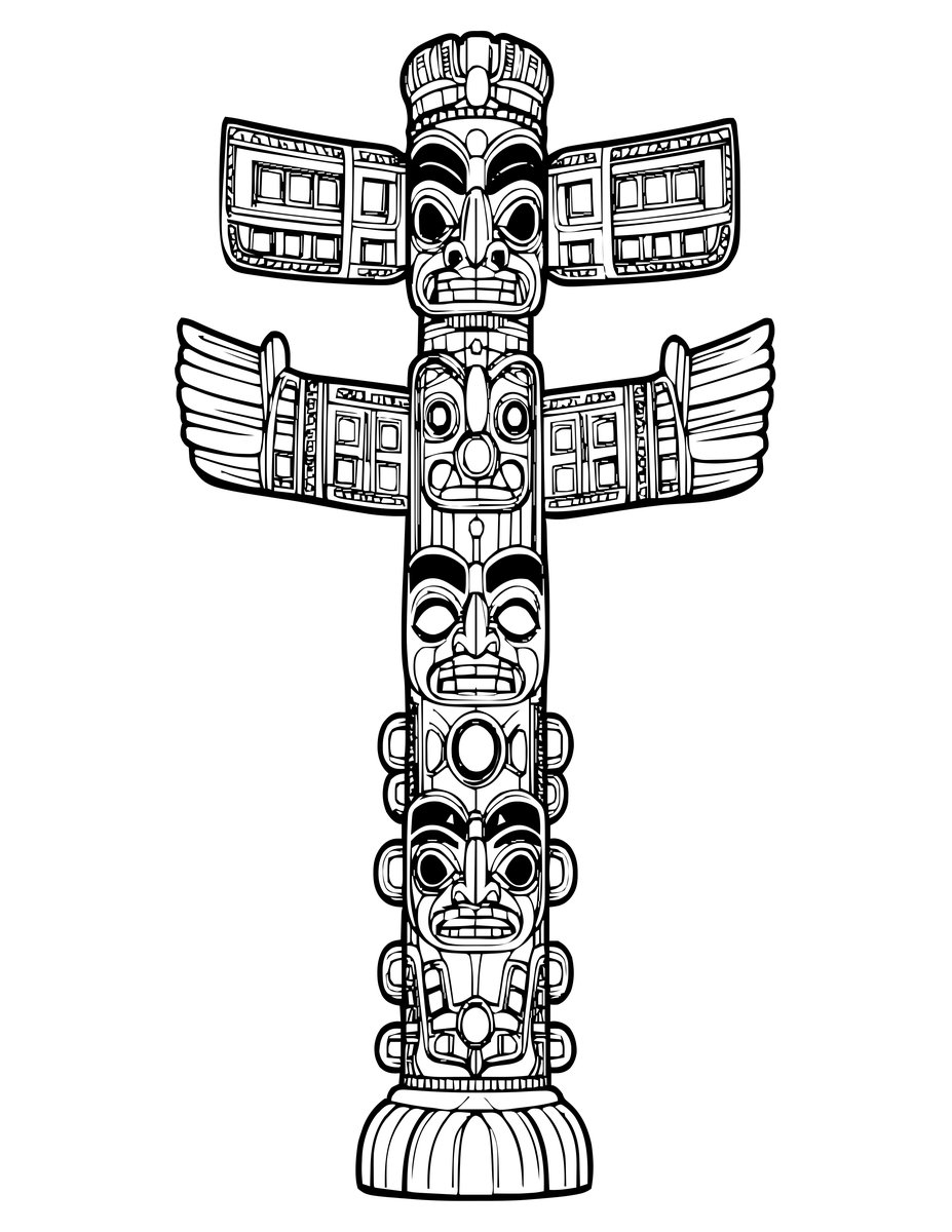 Tall Totem Pole - free printable coloring page