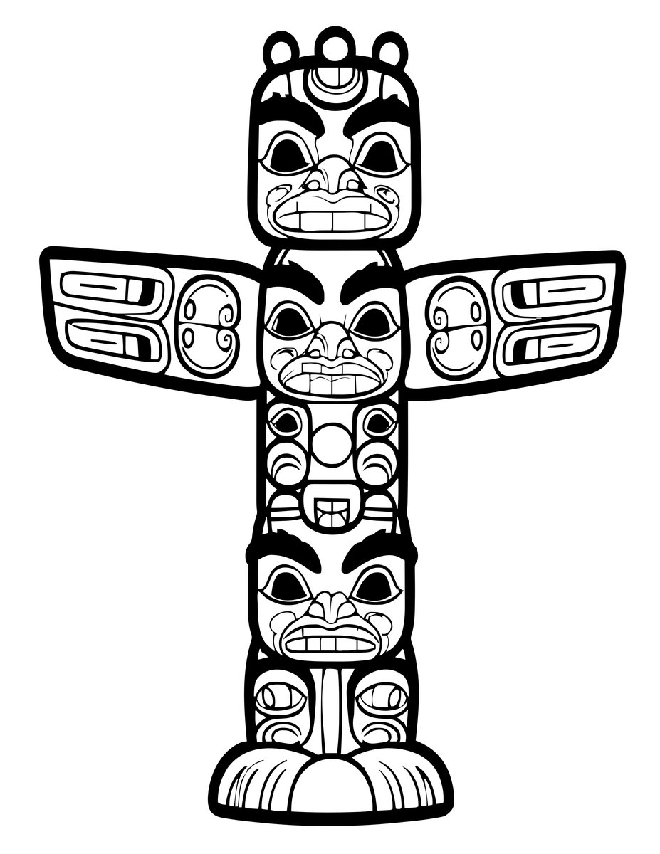 Haida Totem - free printable coloring page