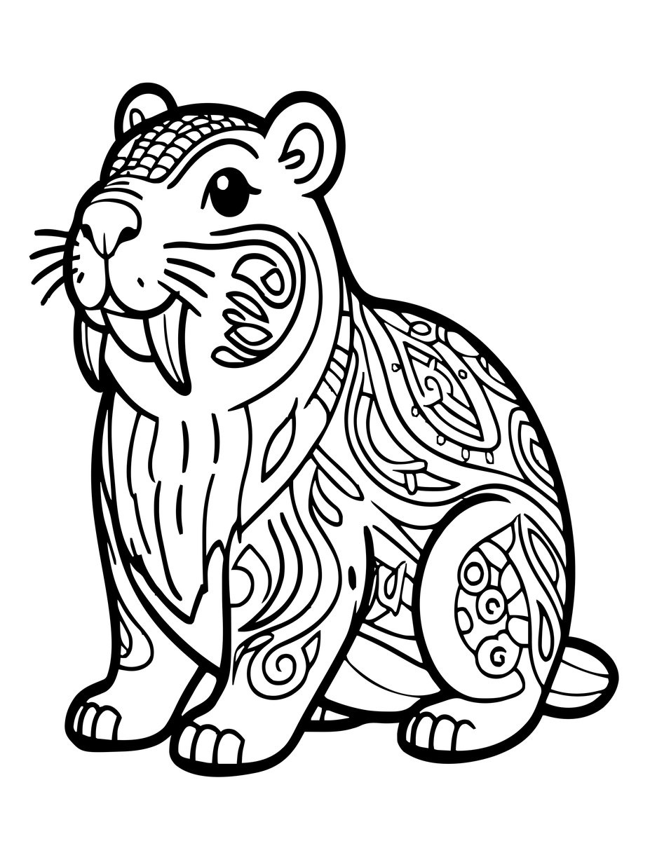 Beaver Figure - free printable coloring page
