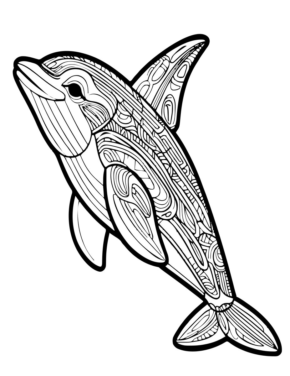 Killer Whale Totem - free printable coloring page