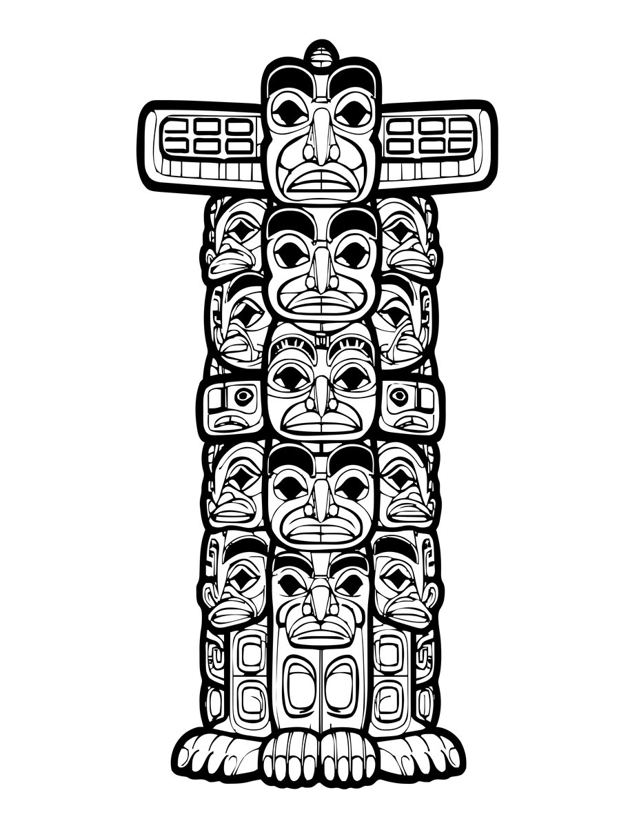 Tlingit Totem - free printable coloring page