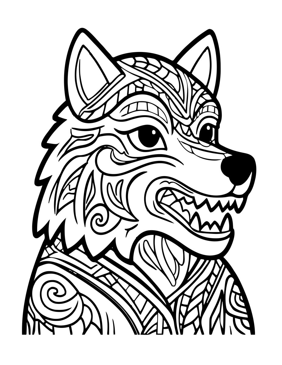 Wolf Totem - free printable coloring page