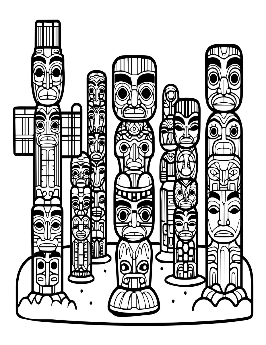 Totem Park - free printable coloring page
