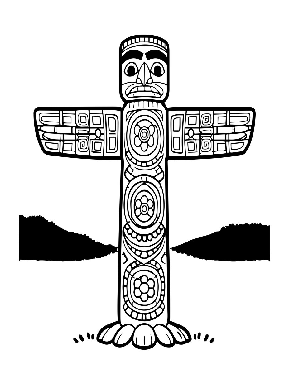 Totem at Sunrise - free printable coloring page