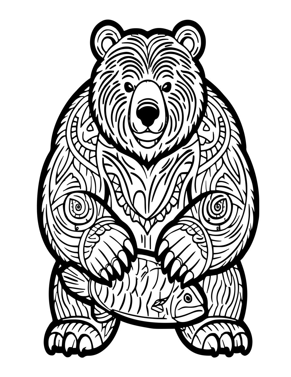 Bear Totem - free printable coloring page