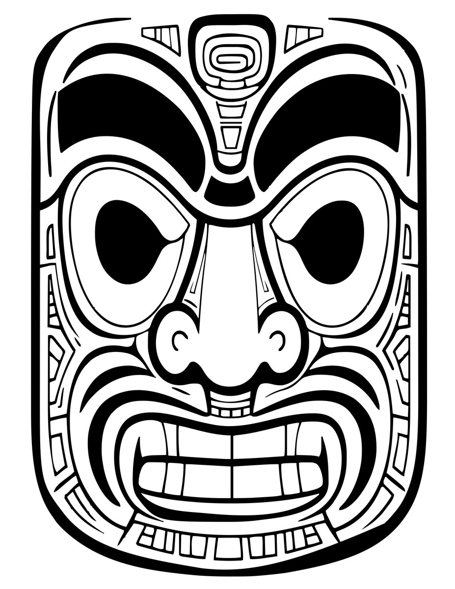 Totem Face Detail - free printable coloring page