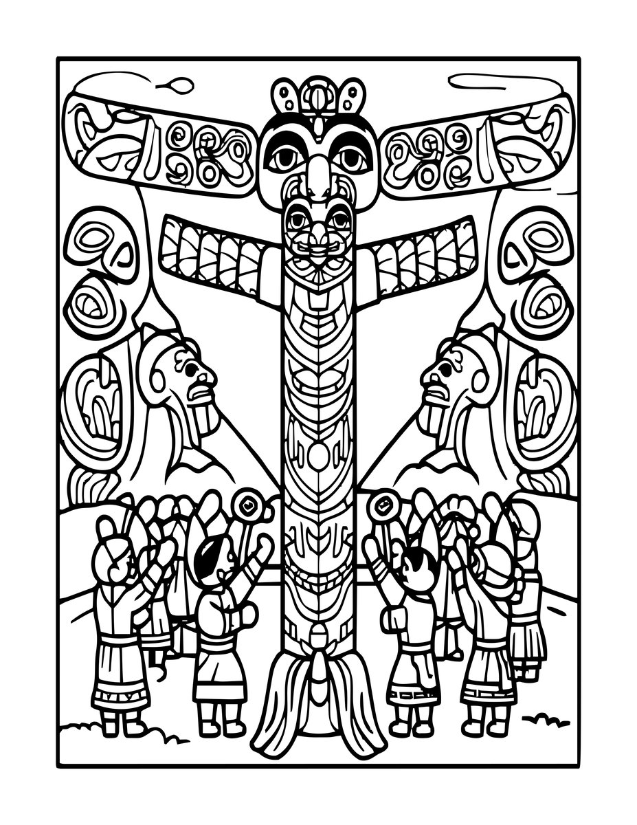 Potlatch Ceremony - free printable coloring page