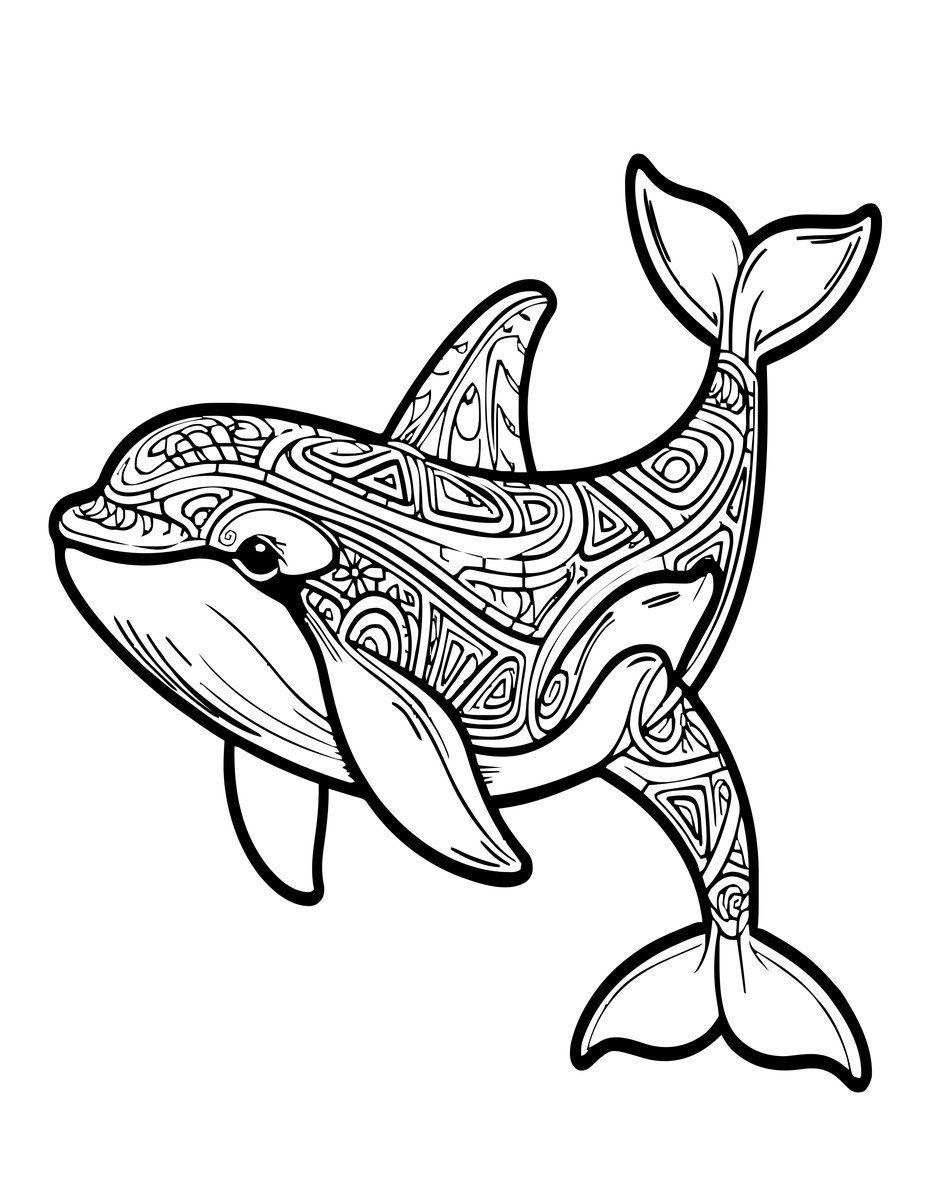 Orca Totem - free printable coloring page