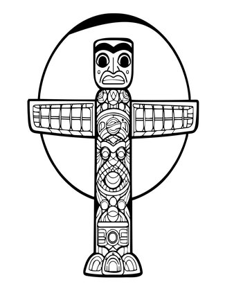 Totem and Moon - Free printable coloring page
