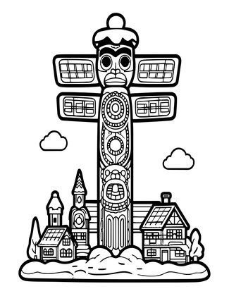 Totem in Snow - Free printable coloring page