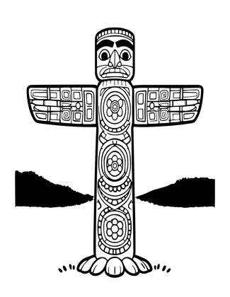 Totem at Sunrise - Free printable coloring page