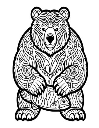 Bear Totem - Free printable coloring page