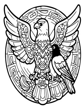 Eagle and Raven - Free printable coloring page