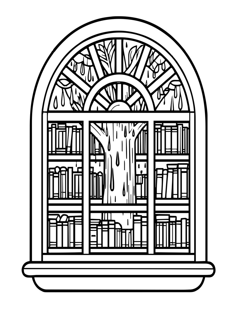 Rain on Glass - free printable coloring page
