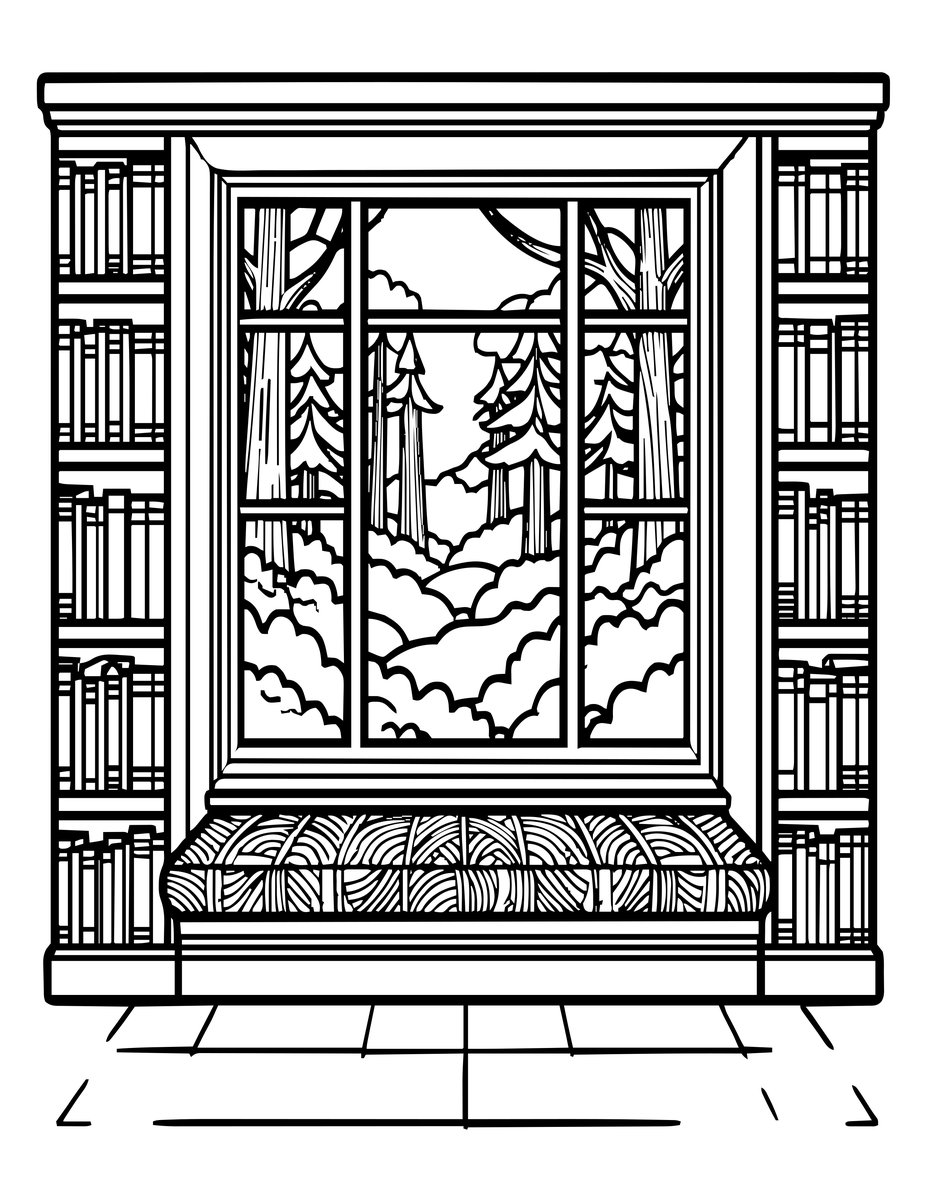 Window Seat - free printable coloring page