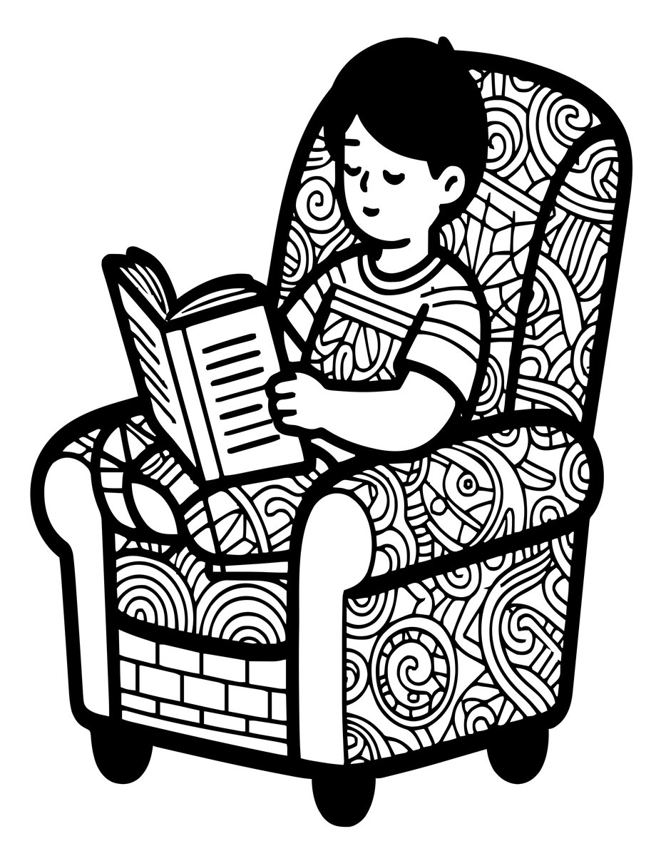Sleeping Reader - free printable coloring page