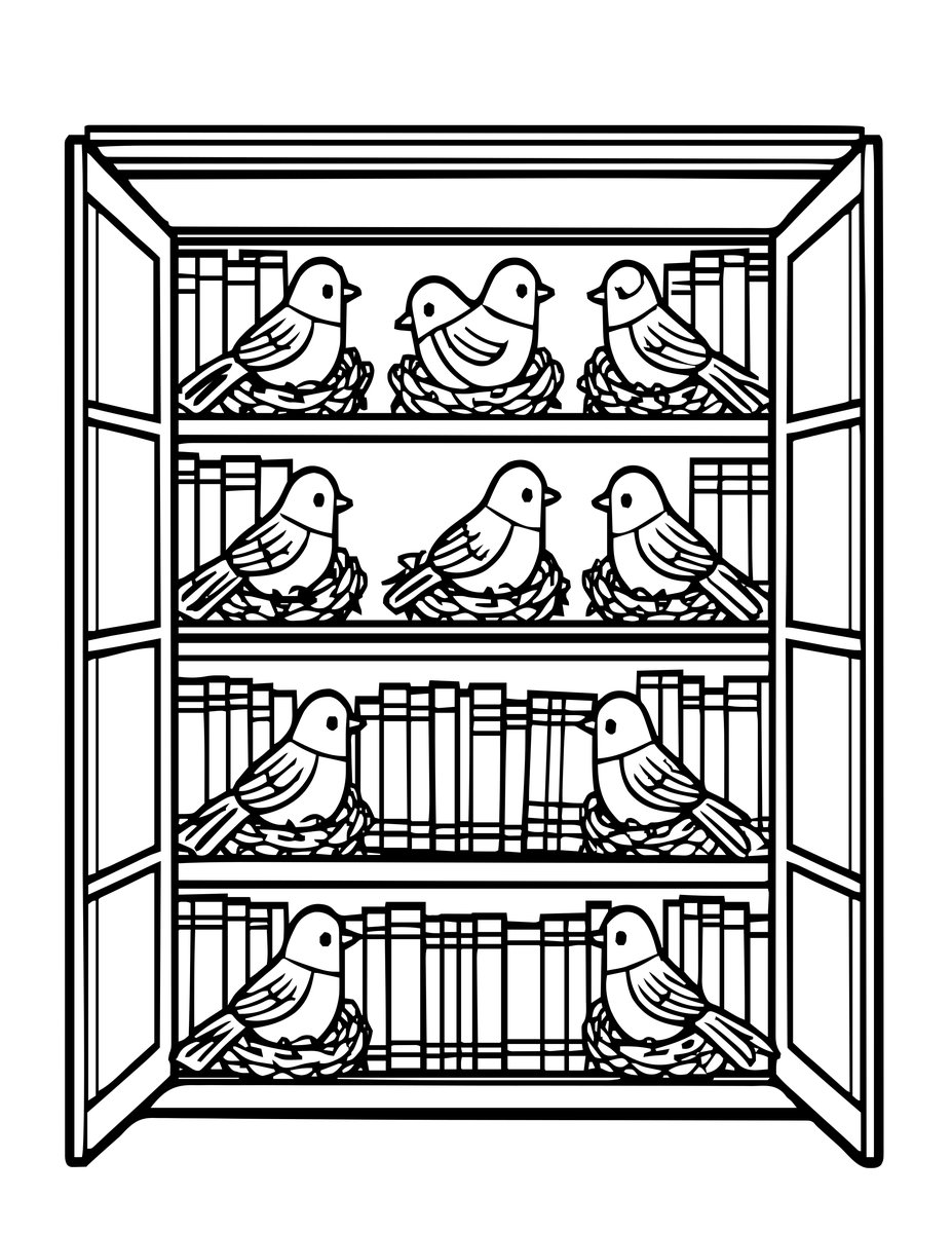 Bird Visitors - free printable coloring page