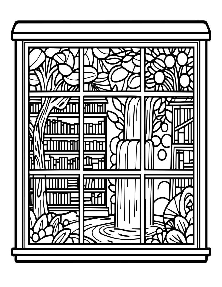 Waterfall View - free printable coloring page