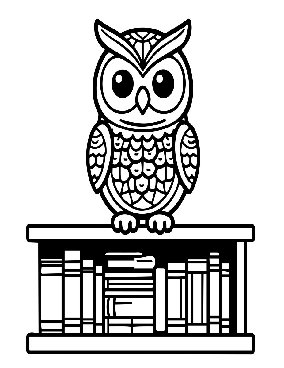 Owl Librarian - free printable coloring page