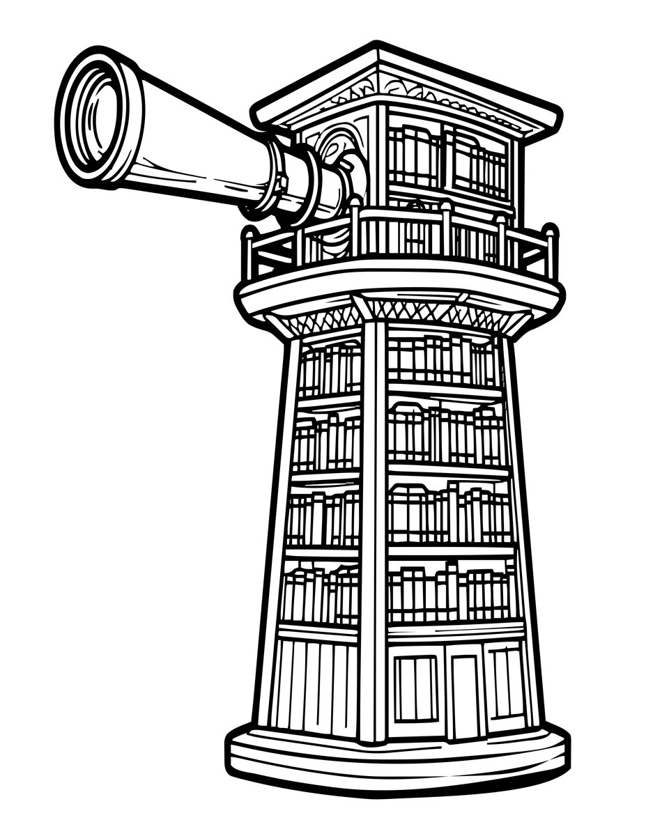 Telescope Tower - free printable coloring page