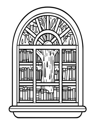 Rain on Glass - Free printable coloring page