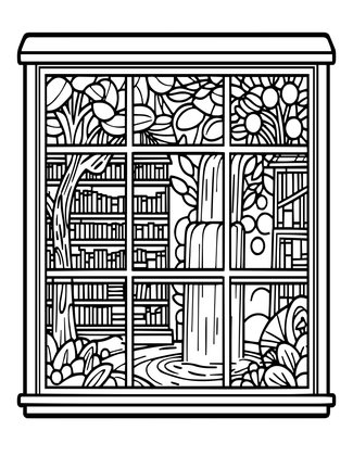 Waterfall View - Free printable coloring page