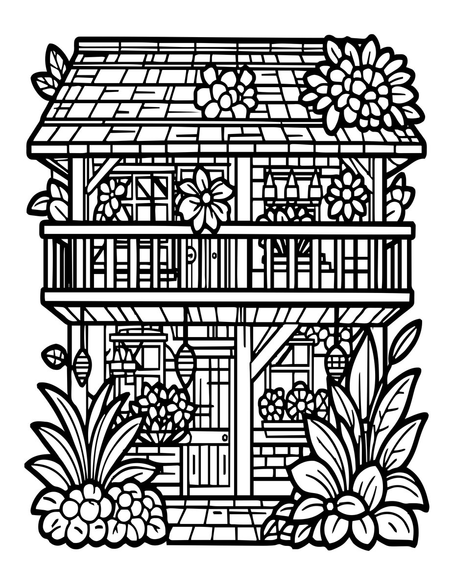 Hanging Gardens - free printable coloring page