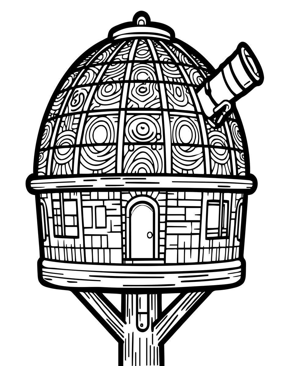 Observatory - free printable coloring page