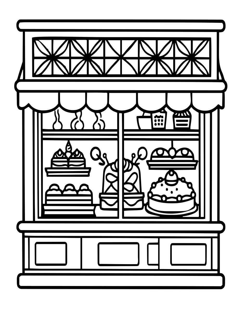 Treehouse Bakery - free printable coloring page