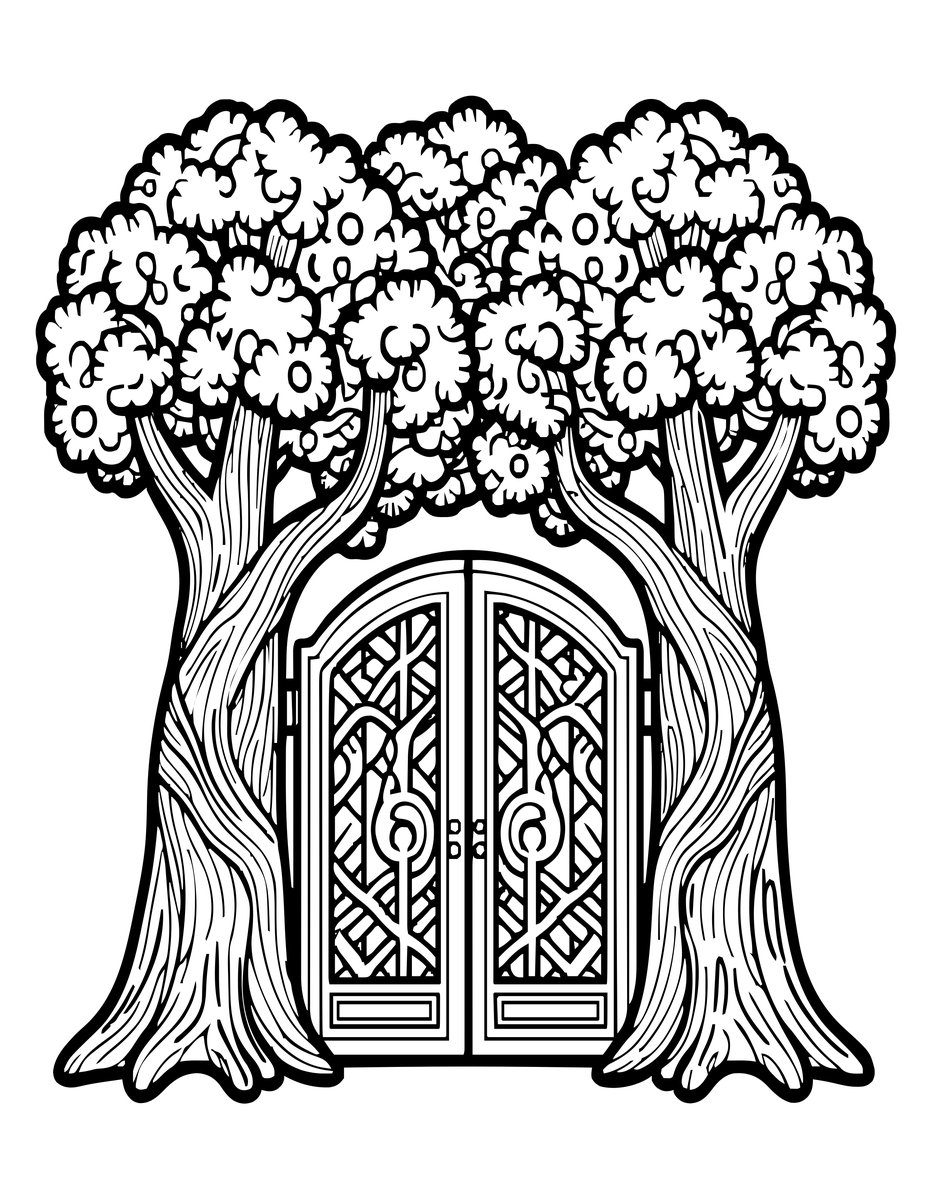 Entrance Gate - free printable coloring page