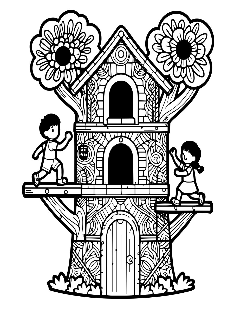 Children Playing - free printable coloring page