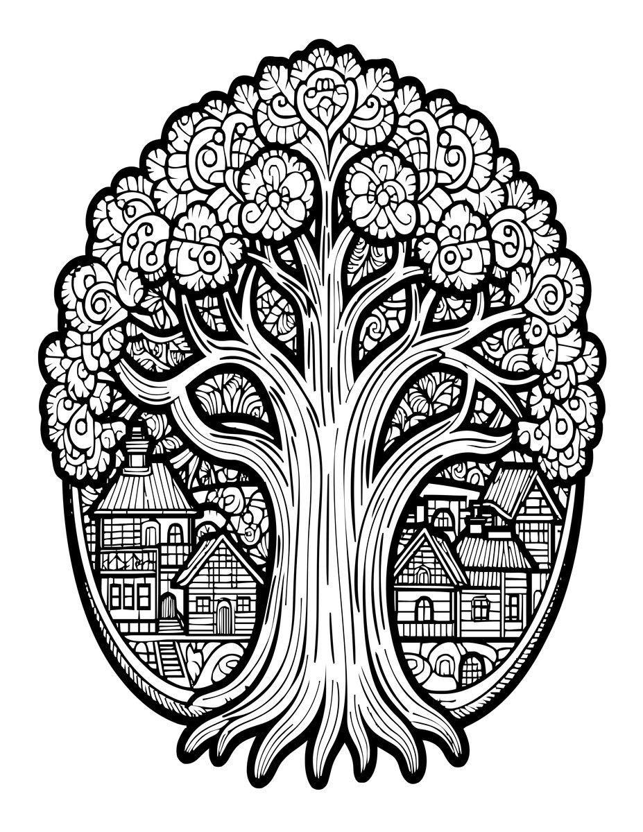 Ancient Banyan - free printable coloring page