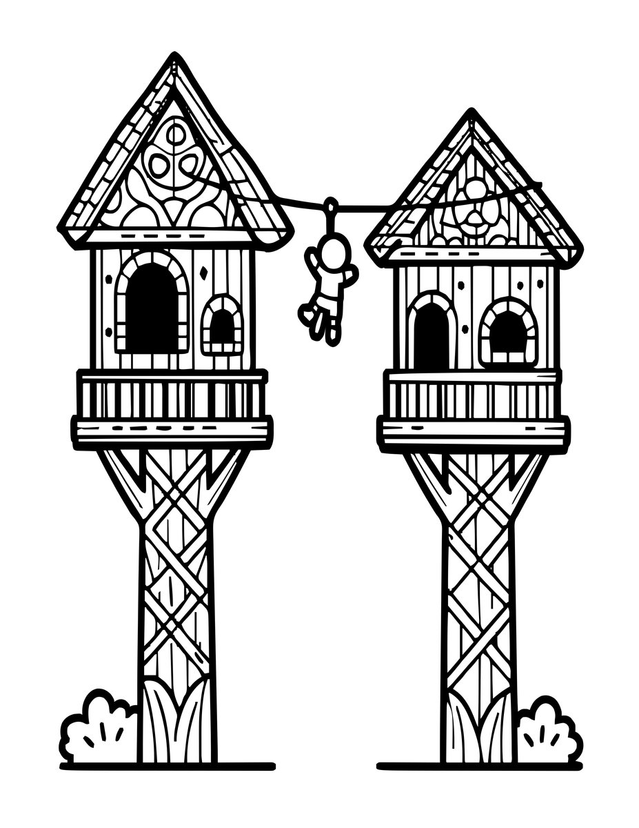 Zip Line - free printable coloring page