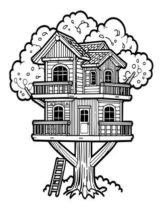 Main Tree House - Free printable coloring page