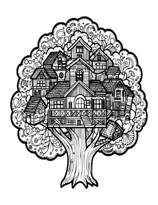 Treehouse Map - Free printable coloring page