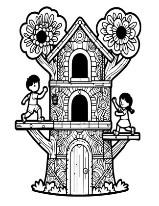 Children Playing - Free printable coloring page