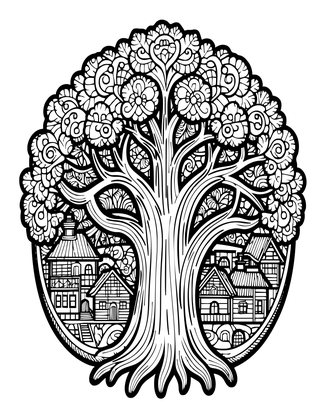 Ancient Banyan - Free printable coloring page