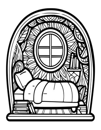 Treehouse Interior - Free printable coloring page