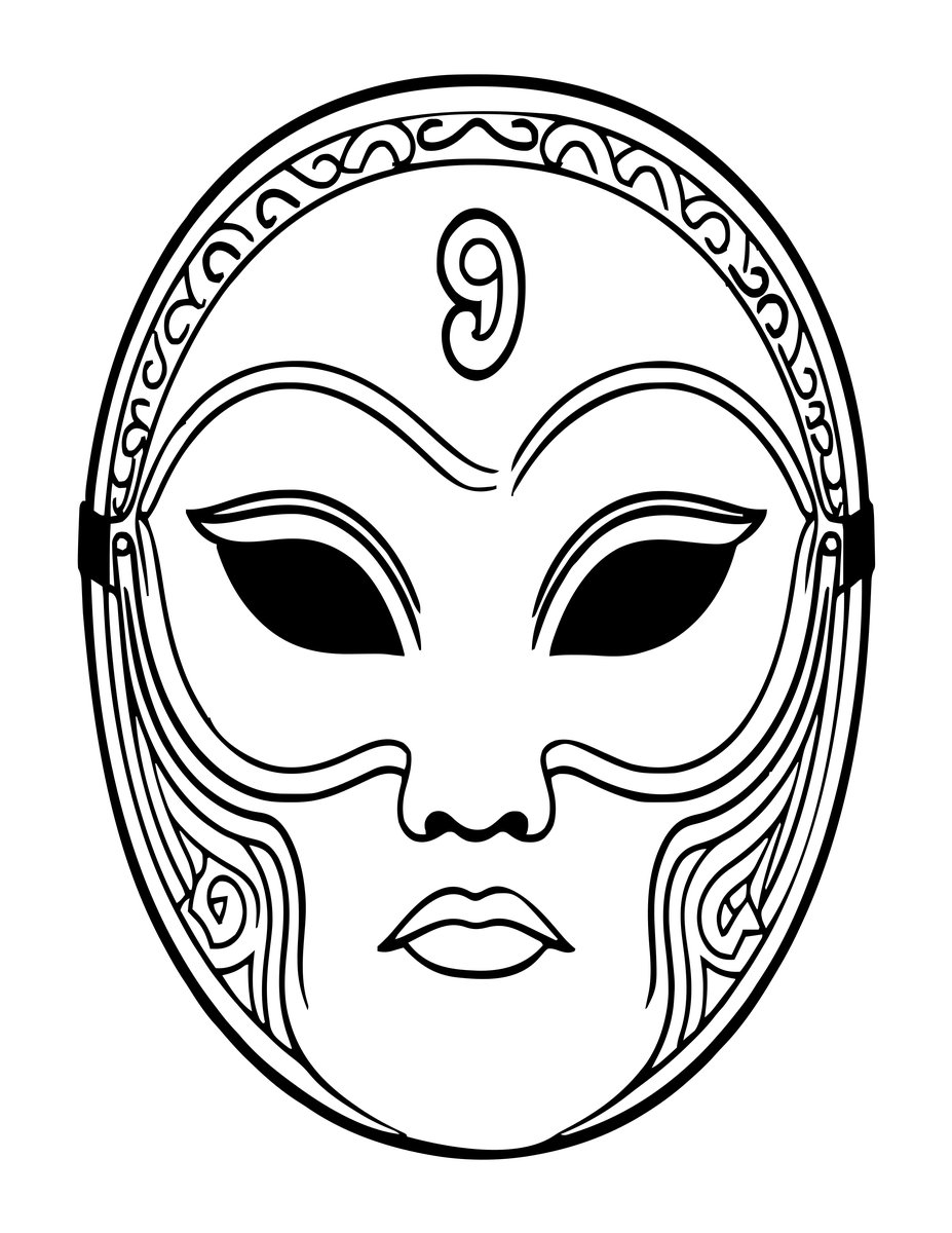 Lega Bwami Mask - free printable coloring page