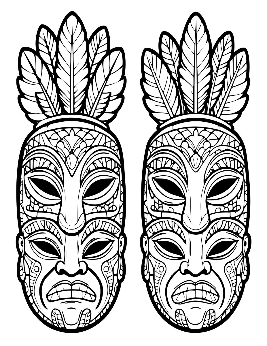 Yup'ik Finger Mask - free printable coloring page