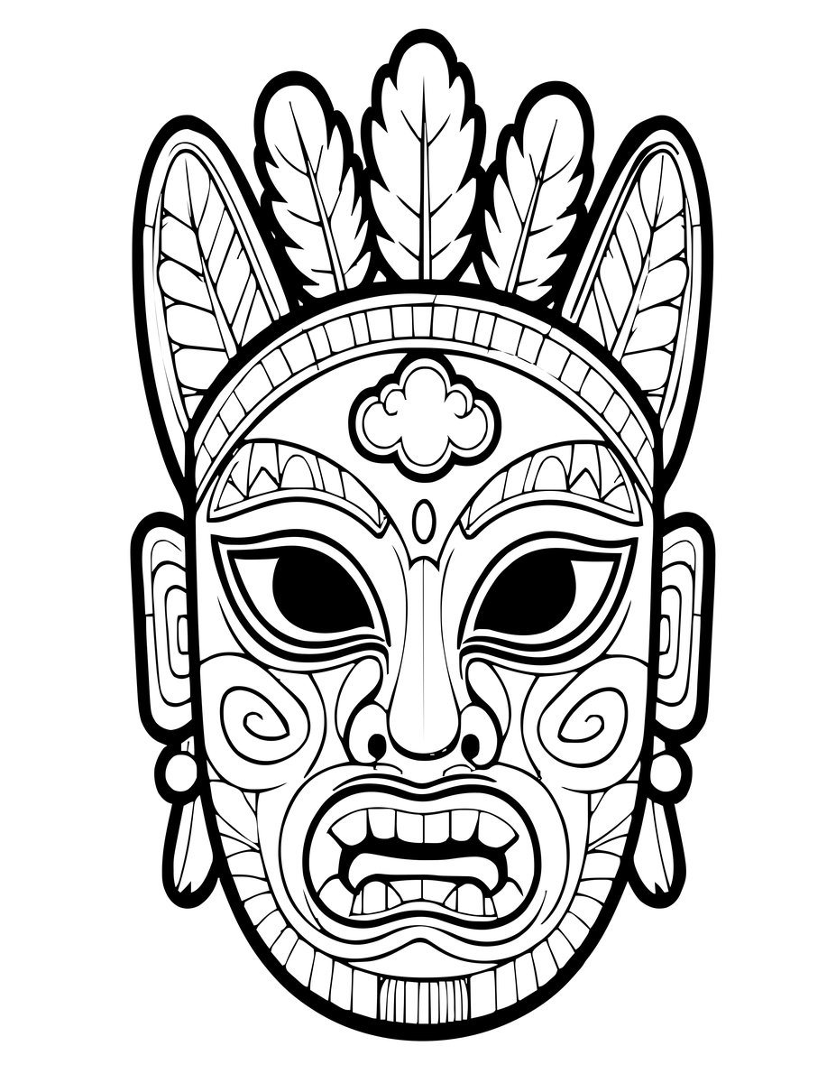 Hopi Kachina Mask - free printable coloring page