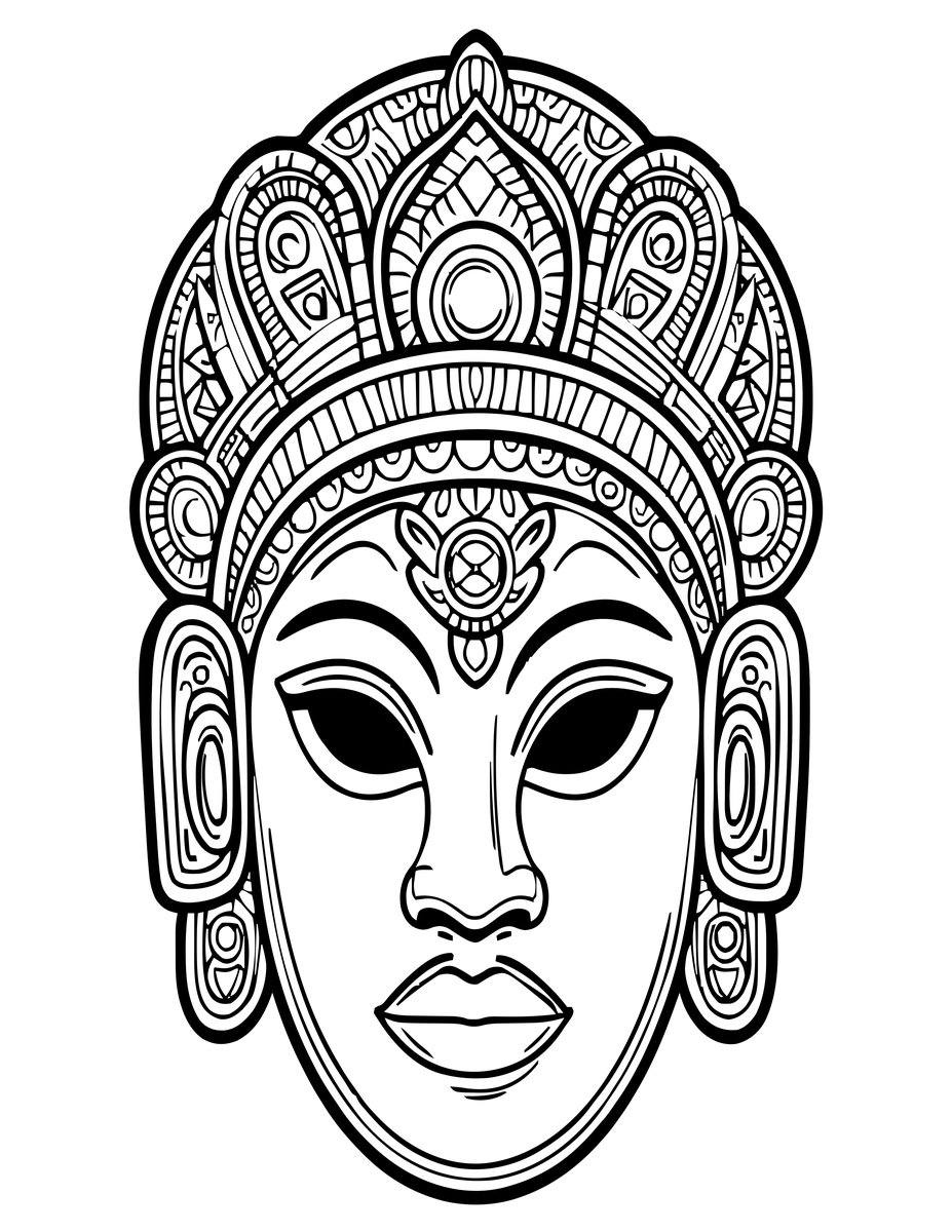 Yoruba Gelede Mask - free printable coloring page